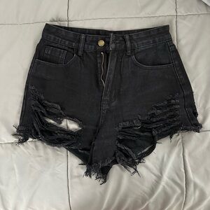 Women’s Shein Black Ripped Jean Shorts